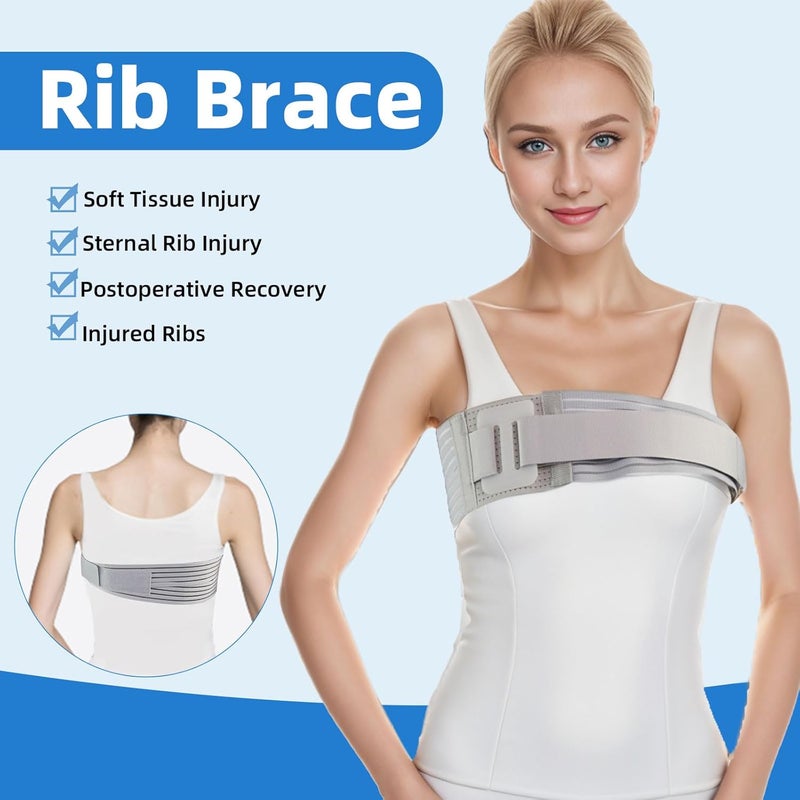 Malloraned Rib Brace for Women,Breathable Men Rib Compression Wrap for Cracked Ribs and Broken Rib,Chest Binder and Rib Protector (Medium) - Image 2